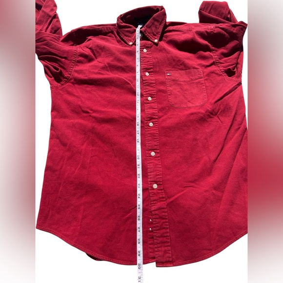 Tommy Hilfiger Men's Deep Red Casual Button-Down‎ Shirt Size M vintage y2k - Picture 6 of 8